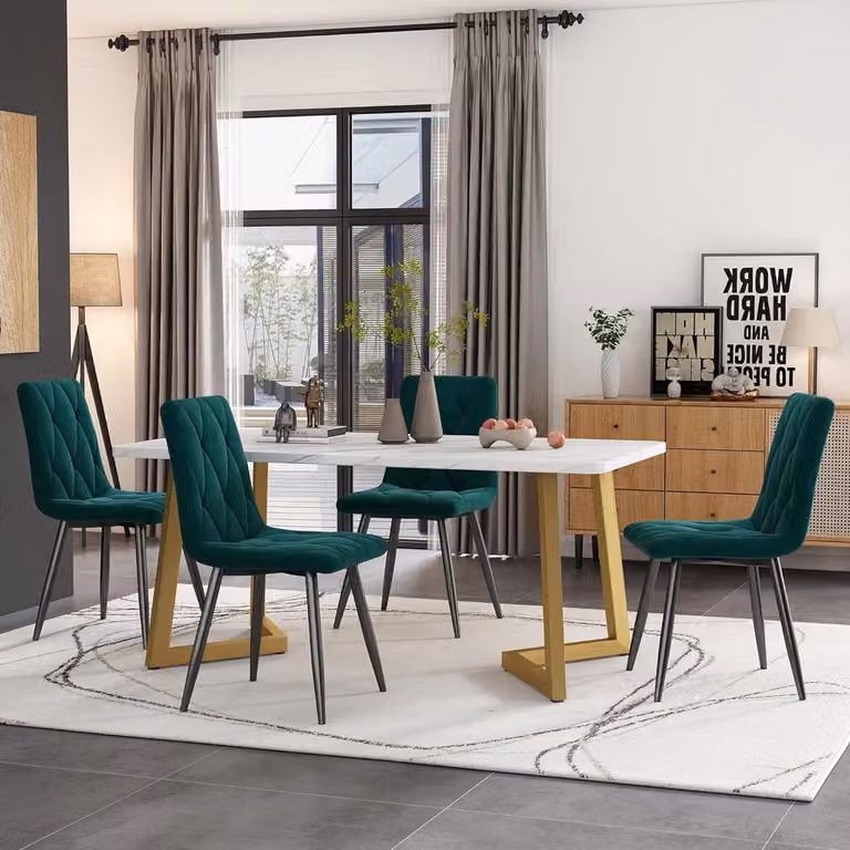 Eetkamer set met tafel en stoelen in donkergroen, B: 117 cm, D: 68 cm