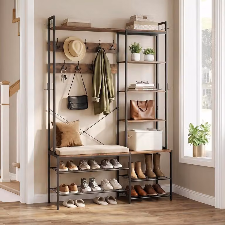 Multifunctionele garderobe met bank en kledingrek voor de hal - B/D/H: 120 x 40 x 190 cm