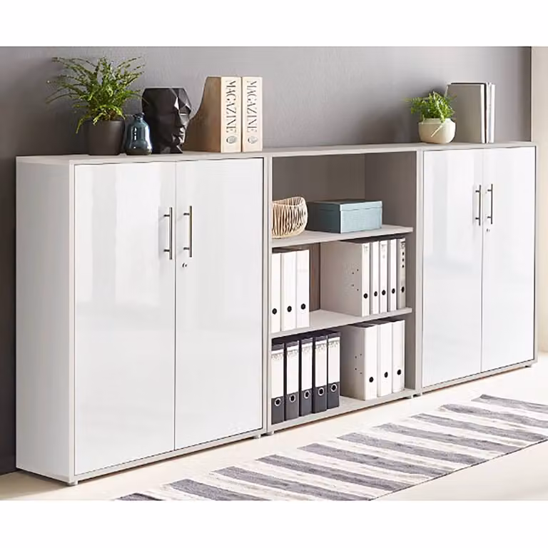 home24 Kastenset 3-delig type A grijs/lichtgrijs/hoogglans wit B/D/H: 114 x 33 x 85 cm