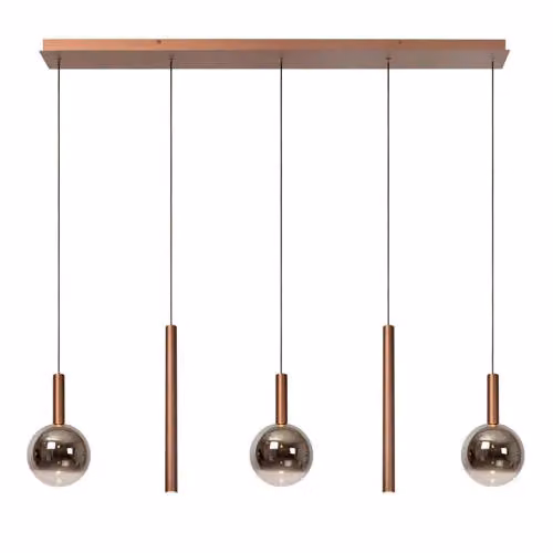Lucide Jasmine Design Hanglamp Koper - Dimbare LED - 5-lichts - Hoogte verstelbaar