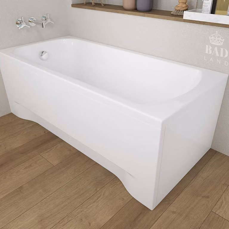 Badland Classic Badkuip - Rechthoekig - Polimat - Met acryl omranding, sifon en poten - B: 140 cm, D: 70 cm