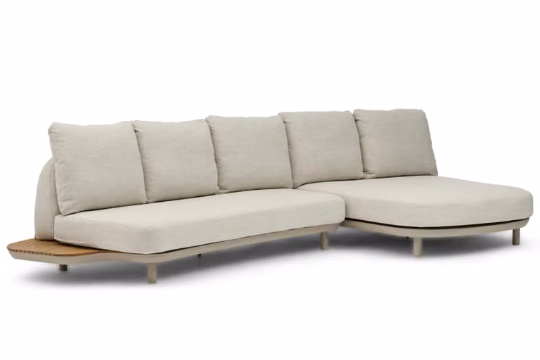 Coco Dunea 2-delige moderne hoek loungeset met beige kussens en aluminium onderstel