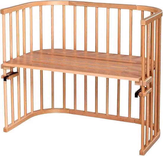 Famanu Babybed van massief beukenhout met extra groot ligvlak, hoogte verstelbaar, H x B x D: 79 x 94 x 54 cm