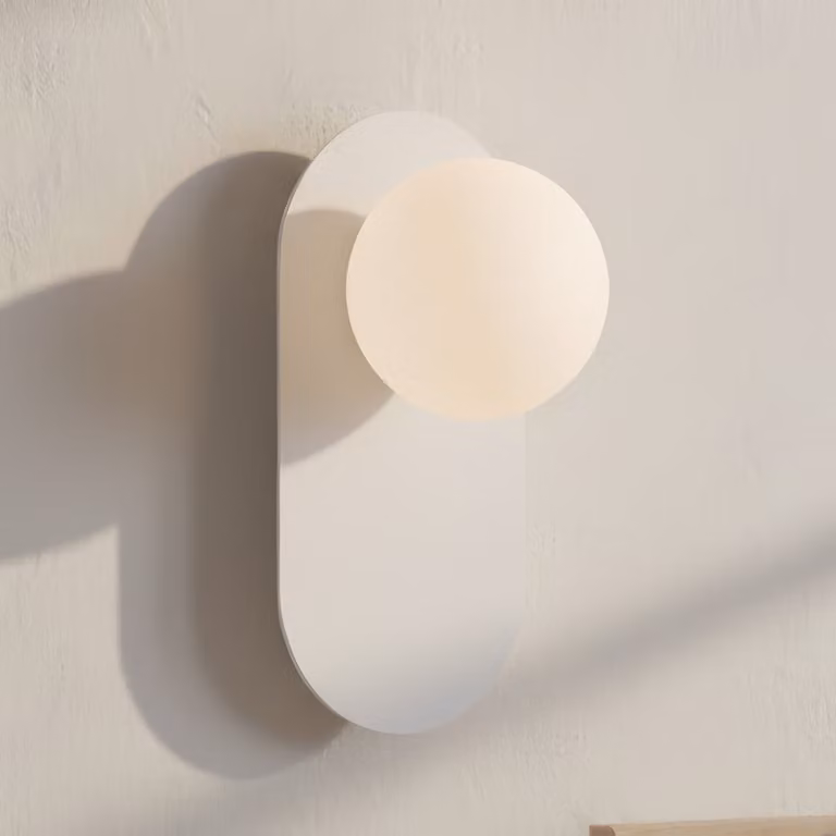 home24 Wandlamp Viva Wit met Opaalglas en Staal, G9