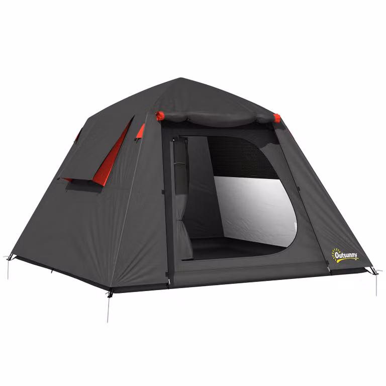 Outsunny Kampeertent voor 2 personen, 3000mm waterdicht en winddicht koepeltent met 2 deuren, 2 gaasramen en 2 zijramen inclusief draagtas
