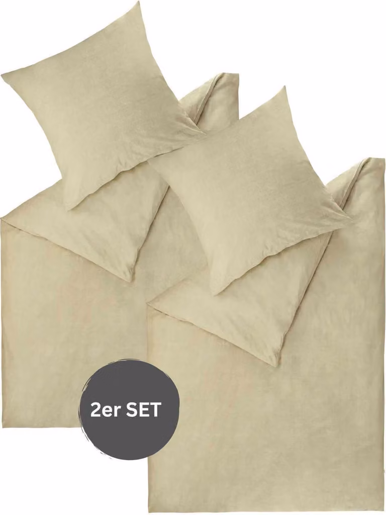 ESPRIT HARP Versterkte kussenslopen en beddengoed set, beige, 135 x 200 cm met 2 kussenslopen van 80 x 80 cm