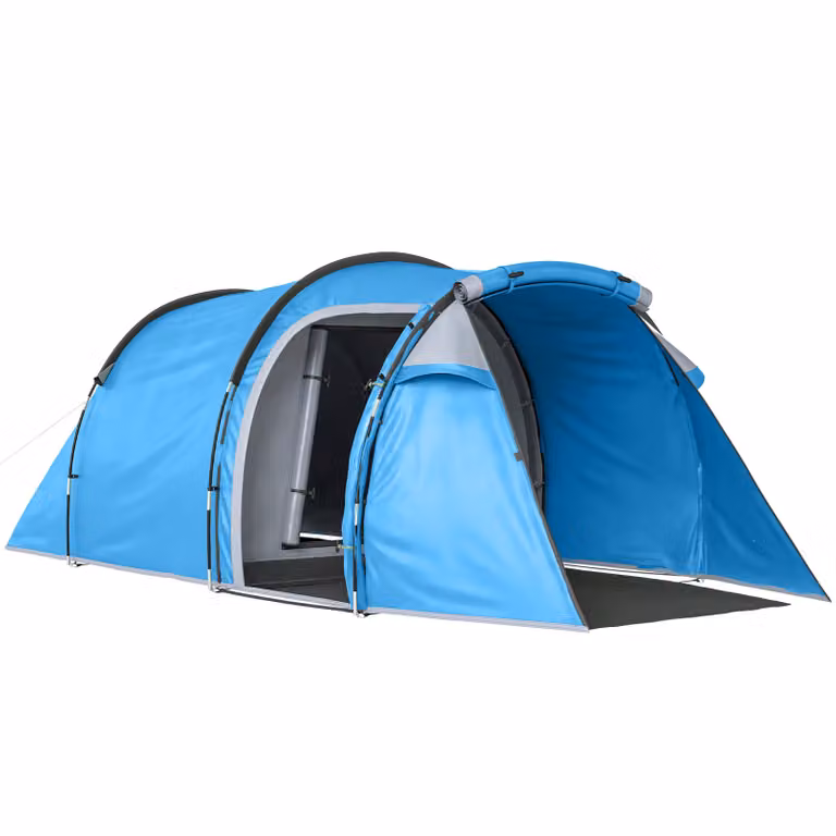 Outsunny Pop-up campingtent voor 2-3 personen met voortent, Lichtblauw, B/D/H: 426 x 206 x 154 cm