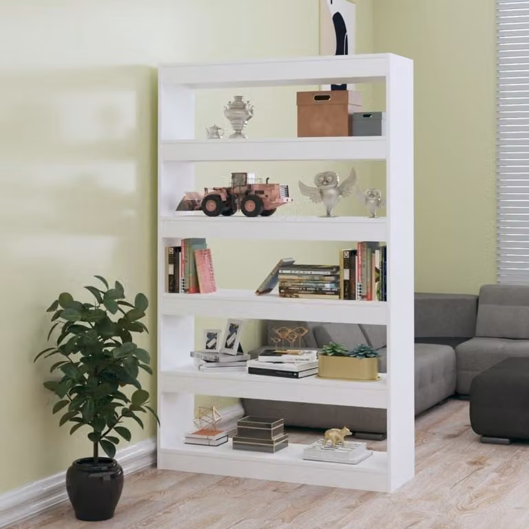 Wit Boekenkast Room Divider - Trapeziumvormig Boekenrek - B/D/H: 100 x 30 x 166 cm