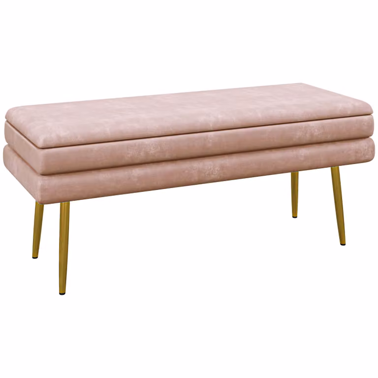 HOMCOM Gestoffeerde Zitbank met Opbergruimte, Roze, B/D/H: 100 x 37,5 x 42 cm