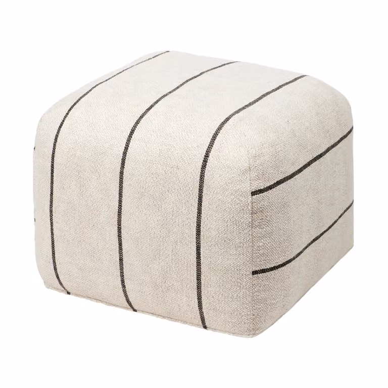 Broste Copenhagen Sigrid poef light beige-black B/D/H: 50 x 50 cm