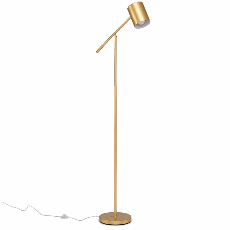 Costway Staande Lamp met Verstelbare Kop en Arm voor Woonkamer en Slaapkamer, Goudkleurig