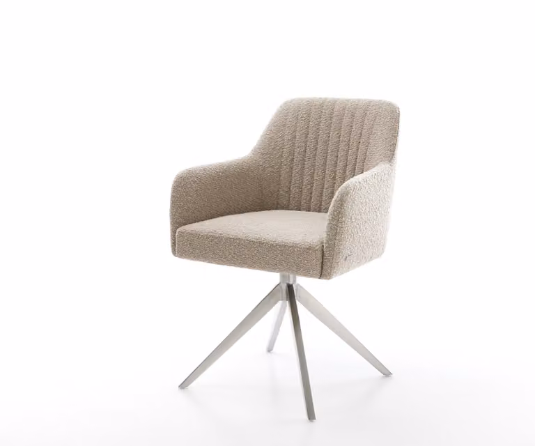 DELIFE Draaistoel Greg-Flex met bouclé bekleding en rocker-functie, Bruin/Beige/Zilver
