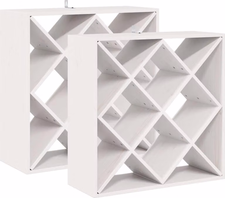 vidaXL Wijnrek set van 2 stuks, wit, massief dennenhout, B/D/H: 62 x 25 x 62 cm