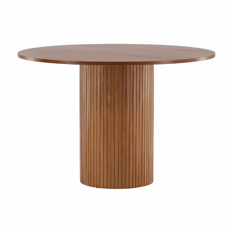QUVIO Mero Ronde Eettafel in Walnootstijl - Diameter: 110 cm, Hoogte: 75 cm