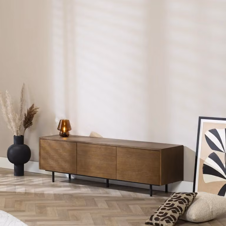 Bronx71 Tv-meubel Thomas rustiek eiken bruin met soft-close lades Breedte: 150 cm