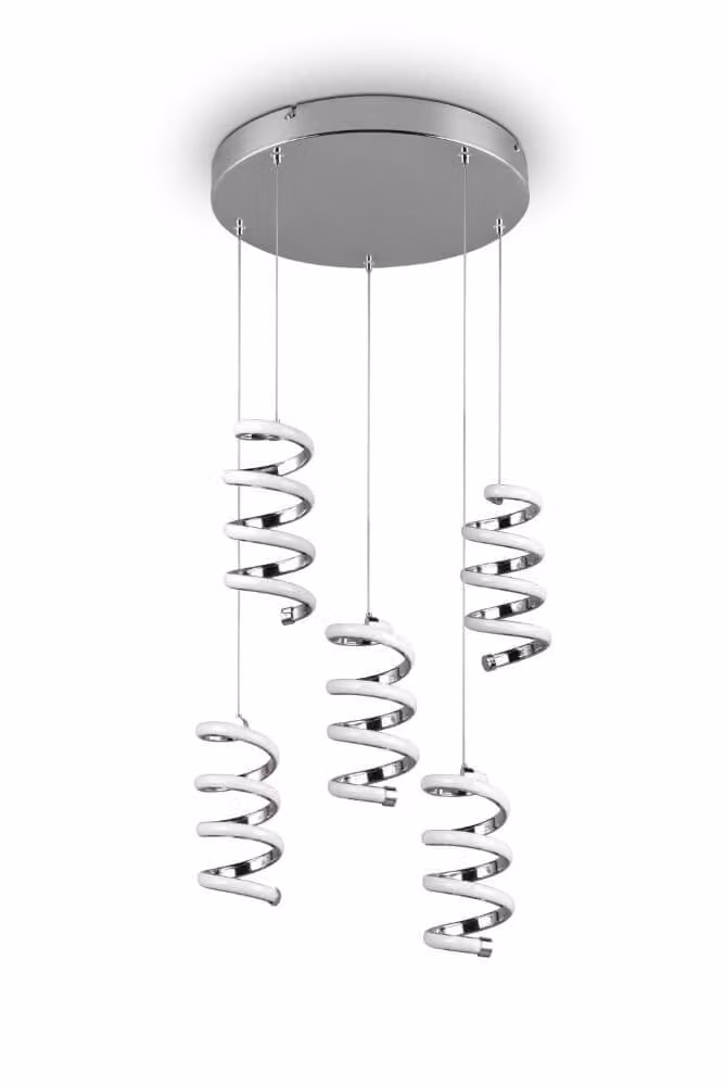 Hanglamp Laola Trio 5-lichts Chroom en Wit