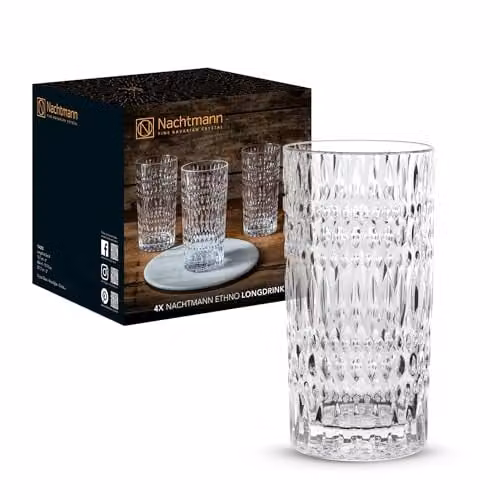 Nachtmann Ethno Longdrinkglazen 43,4 cl, 4 stuks, Transparant