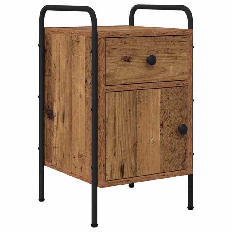 vidaXL Nachtkastje in Oud Hout met Industriële Uitstraling B/D/H: 35 x 36,5 x 61 cm