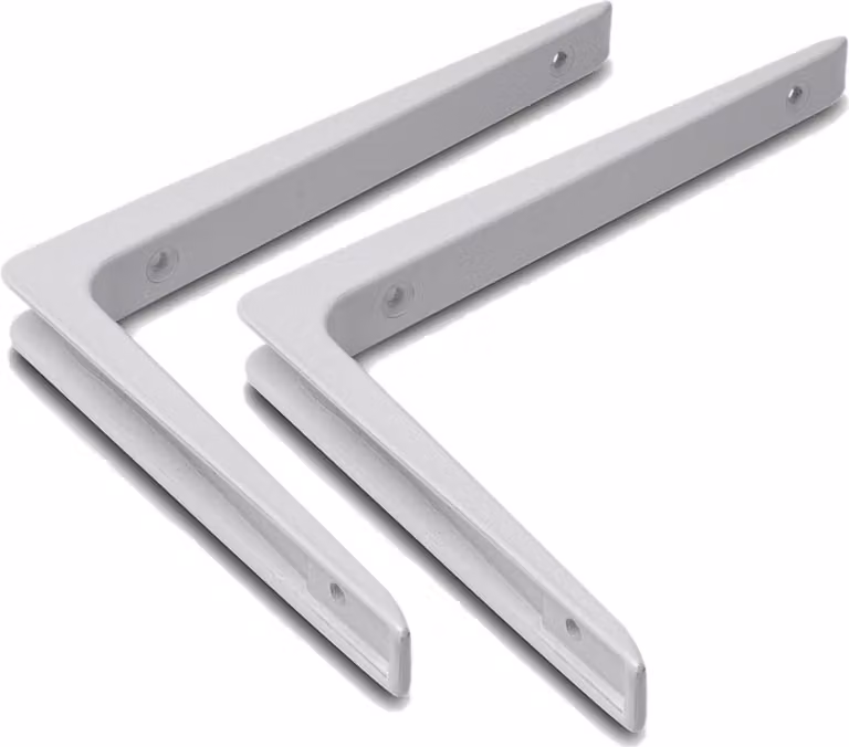 Set van 8 aluminium plankdragers in het wit, 25 x 20 cm, draagkracht 50 kg voor boekenplanken
