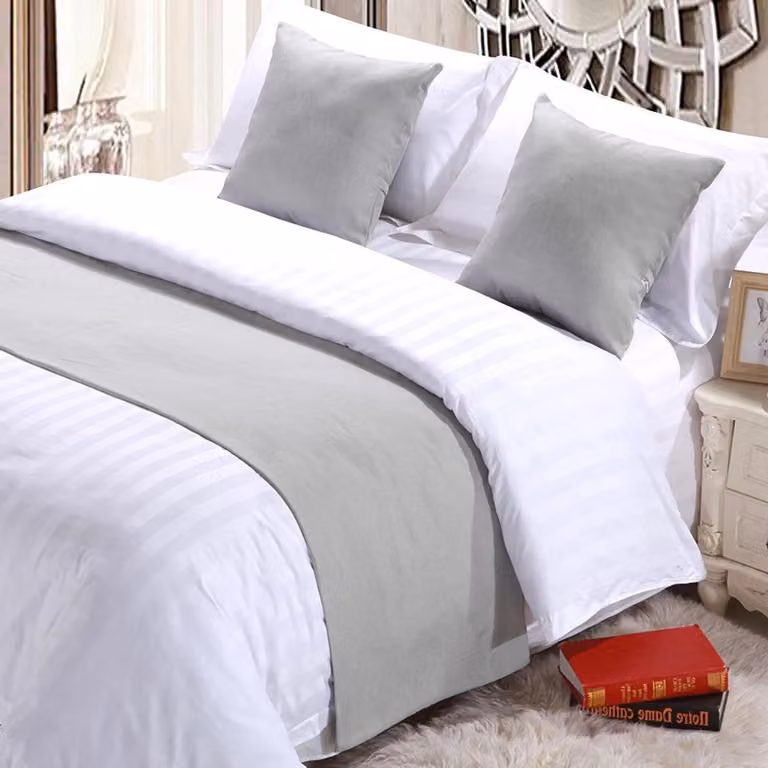 Sprei Bed Runner in Katoen Linnen Mix - Beige Grijs - Bed Decoratie voor je Slaapkamer