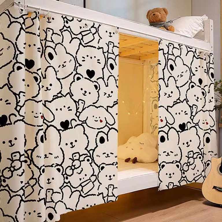 Verduisteringsgordijn met cartoonprint voor stapelbedden en studentenslaapzalen, 1,15 m x 2 m
