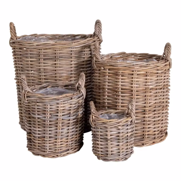 QUVIO Baskets Lisbon Set van 4 Rattan Opbergmanden met Open Weave Design