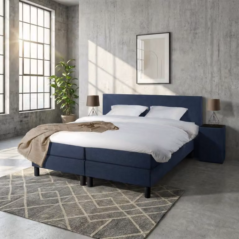 Mörgenn Boxspring Comforta met Pocketvering - Donkerblauw - B/D: 120 x 210 cm