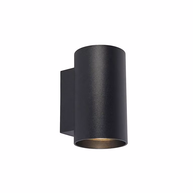 Qazqa Moderne Wandlamp Zwart Rond 2-Lichts met Up and Down Lichteffect