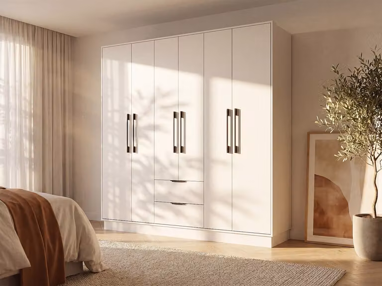 FEOVA Kast met 6 deuren en 2 lades, Wit, B: 162 cm, H: 182 cm, D: 46,5 cm