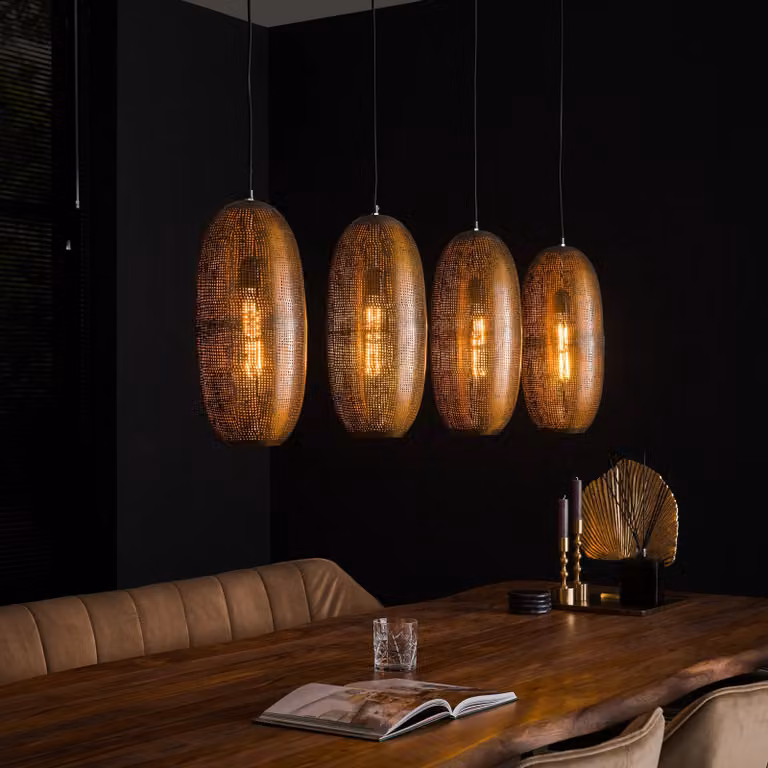 WoonStijl Hanglamp Cosmic met 4 lampen, Brons/Bruin, Hoogte: 150 cm, Breedte: 25 cm, Diepte: 25 cm