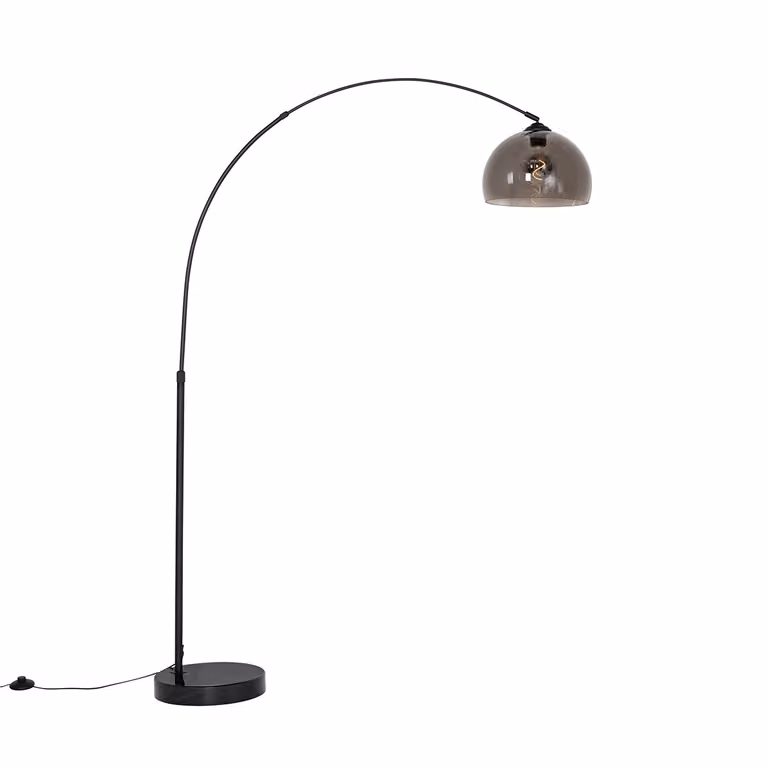 QAZQA Smart booglamp zwart met smoke glas en Wifi G95-Arc