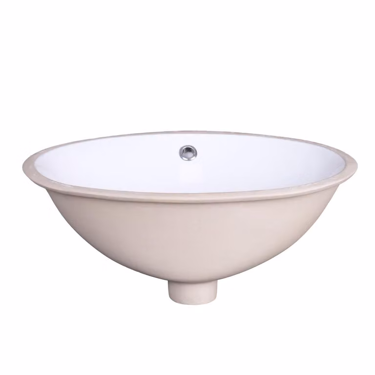 Belvit Modern inbouw wastafel, wit, ovaal, sanitair keramiek, met overloopgarnituur, B: 48,5 cm, D: 38,5 cm
