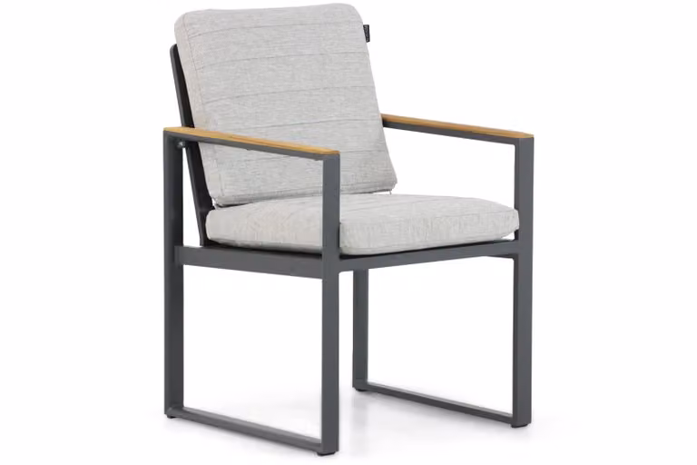 Lifestyle Garden Furniture Faro dining tuinstoel met armleuningen en kussens in antraciet, bruin en grijs