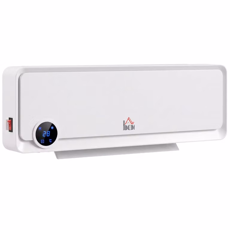 HOMCOM Wandverwarming 2000W met afstandsbediening, 3 standen, led-display en 12u timer