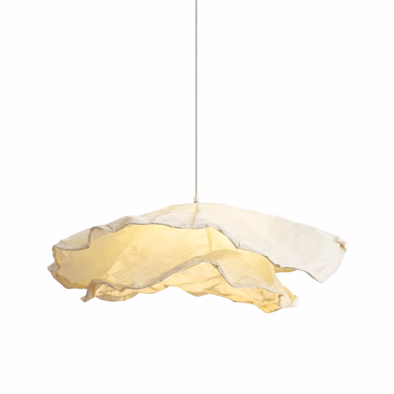 Qazqa Japandi hanglamp beige met stoffen kap 80cm