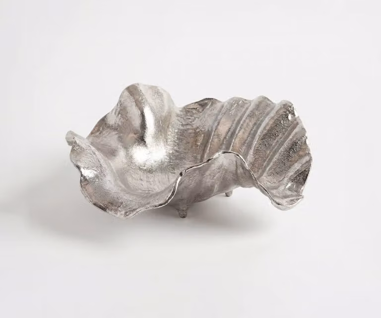 Almira Handgemaakte Aluminium Schaal Platinum B: 38 cm, D: 38 cm, H: 15 cm
