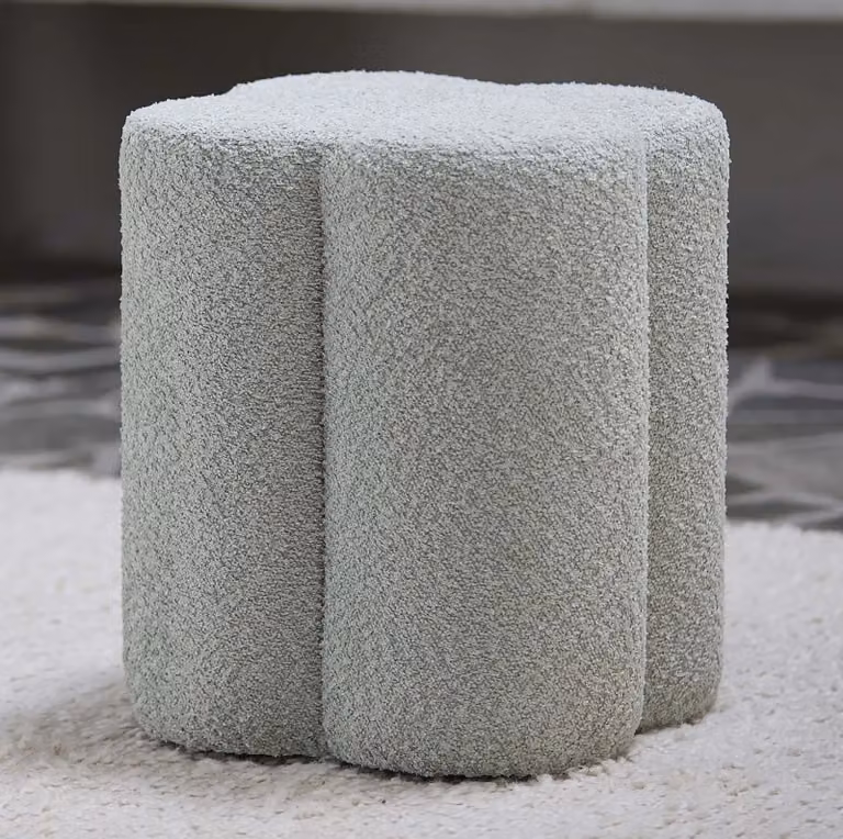 Light en Living Poef NALANI Groen Bouclé B/D/H: 38 x 38 x 45 cm