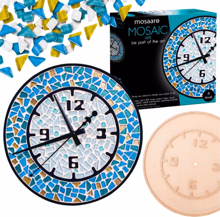 Creatieve Mosaïekset Ronde Klok met Kleurrijke Decoratie en Rode Kever