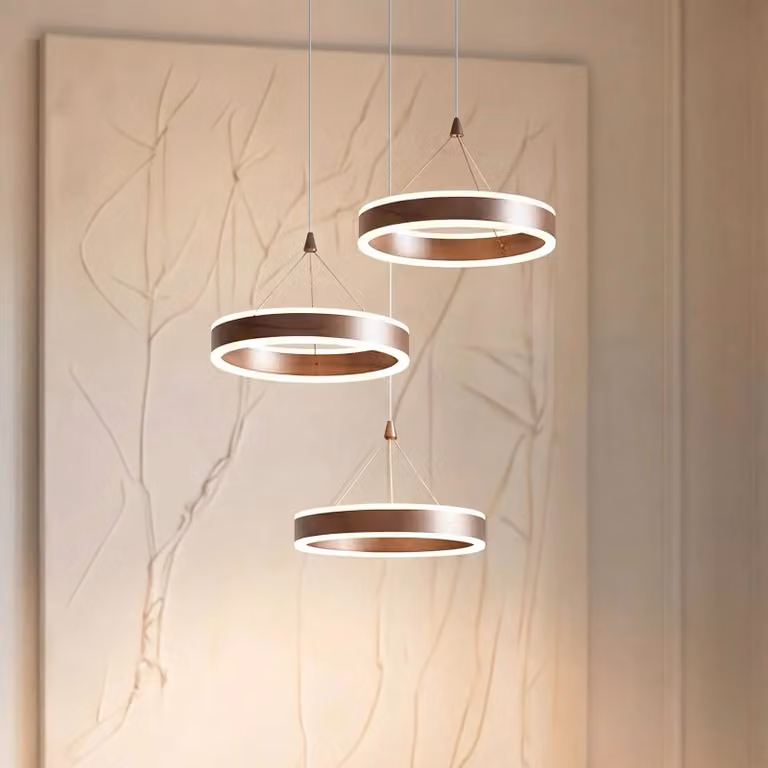Lucande Kolo LED hanglamp, 3-lampig, bruin, dimbaar, modern metaal