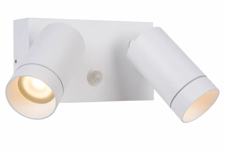 Lucide Taylor Wandspot met bewegingssensor, Wit, Aluminium, IP54, 2x GU10