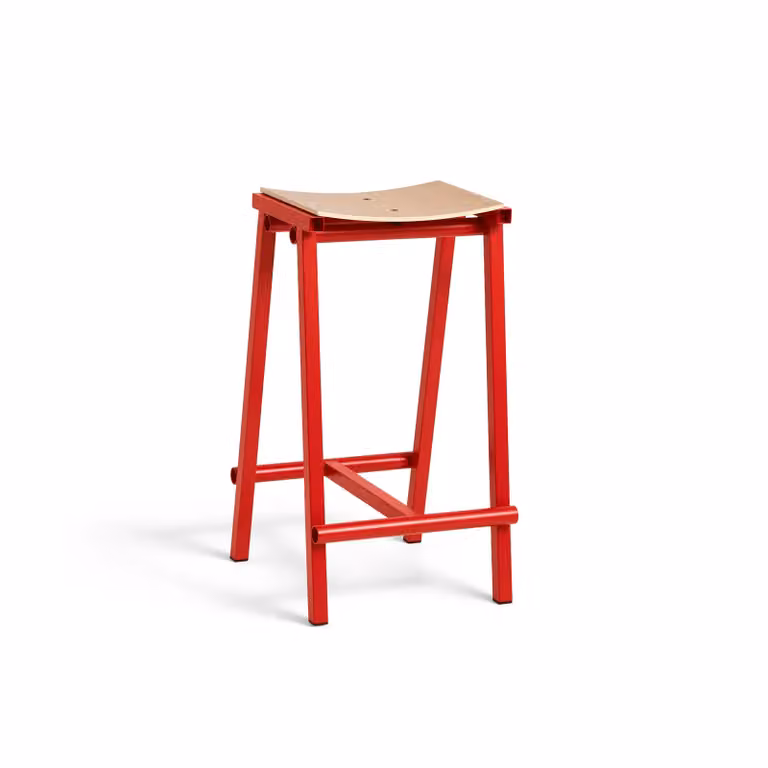 HAY Taburete 8 low barkruk - Signaalrood - Hoogte: 65 cm