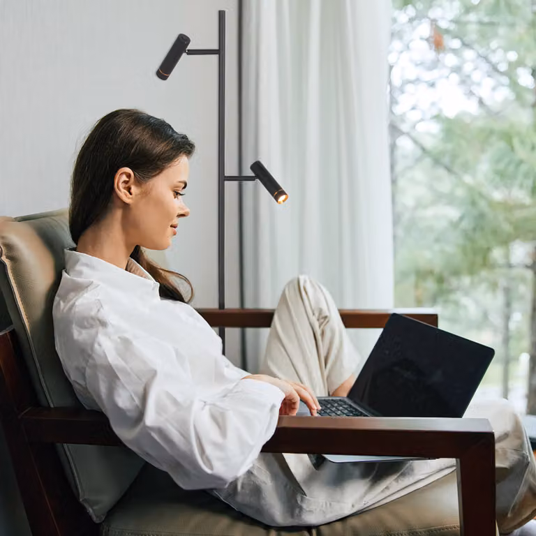 Steinhauer Lumo Vloerlamp 2-lichts zwart aluminium met LED