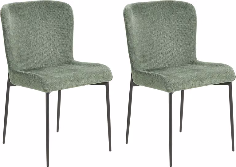 Beliani ADA Eetkamerstoel set van 2 - Donkergroen - Polyester