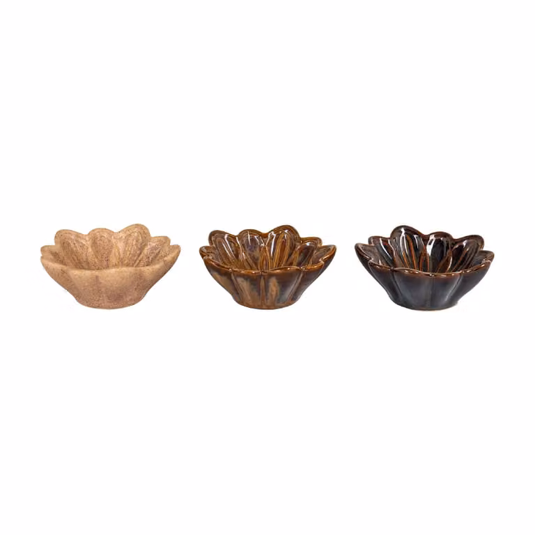 Nest of Nora Waxinelichthouders set van 3 - Beige, Bruin en Donkerbruin - Ø 8,5 x 3,5 cm
