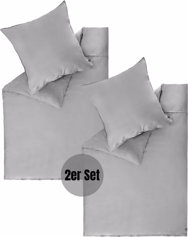 Schöner Wohnen Satijnen Beddengoed Set Effen Grijs 140 x 200 cm