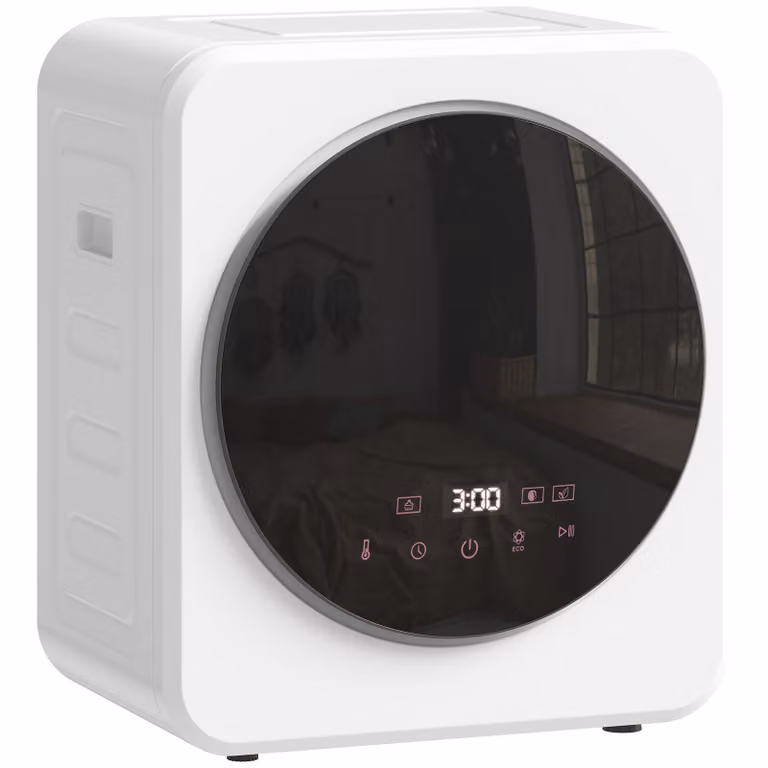 HOMCOM Luchtafvoerdroger, 4 kg wasdroger met roestvrijstalen trommel, 800W compact vrijstaand, wit