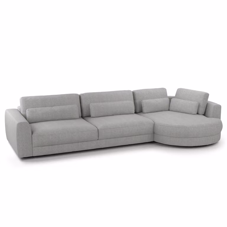 home24 Saia Hoekbank 3-zits met Ottomane Grijs Geweven Stof Modern Breedte: 359 cm, Diepte: 74 cm, Hoogte: 167 cm
