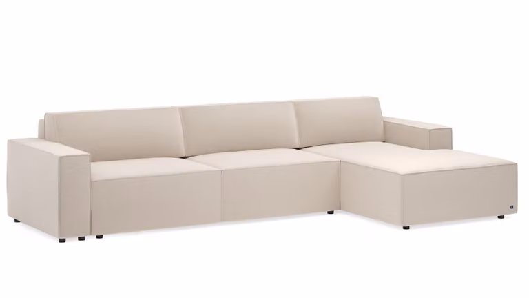 BRUNO Lounge hoekbank in beige met opbergruimte en slaapfunctie