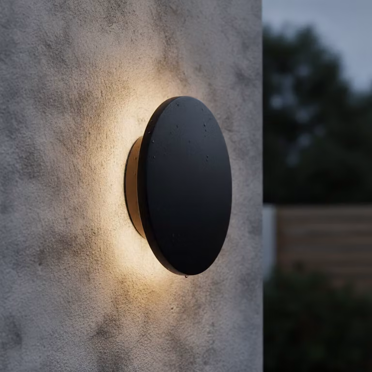 Lyora Ronde LED-wandlamp zwart met koper accent - Ø 13,5 cm