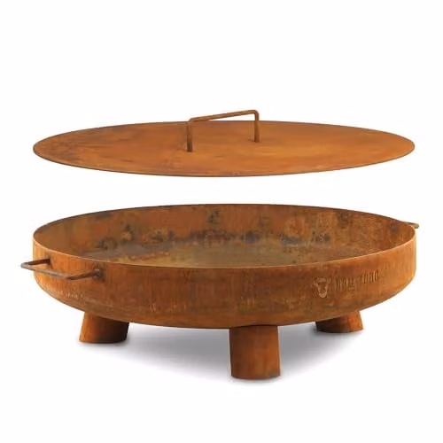 BBQ-Toro Vuurkorf met deksel en driepoot, roestlook, Diameter: 60 cm